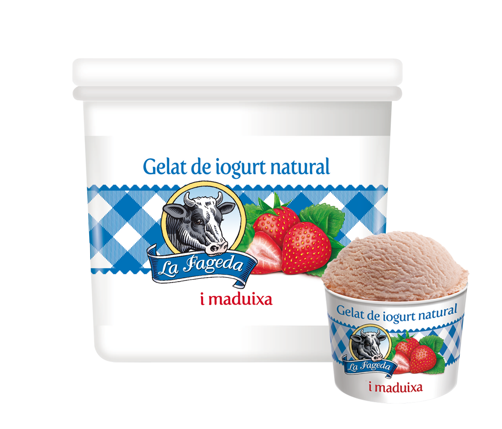 Helado de yogur natural con fresas La Fageda